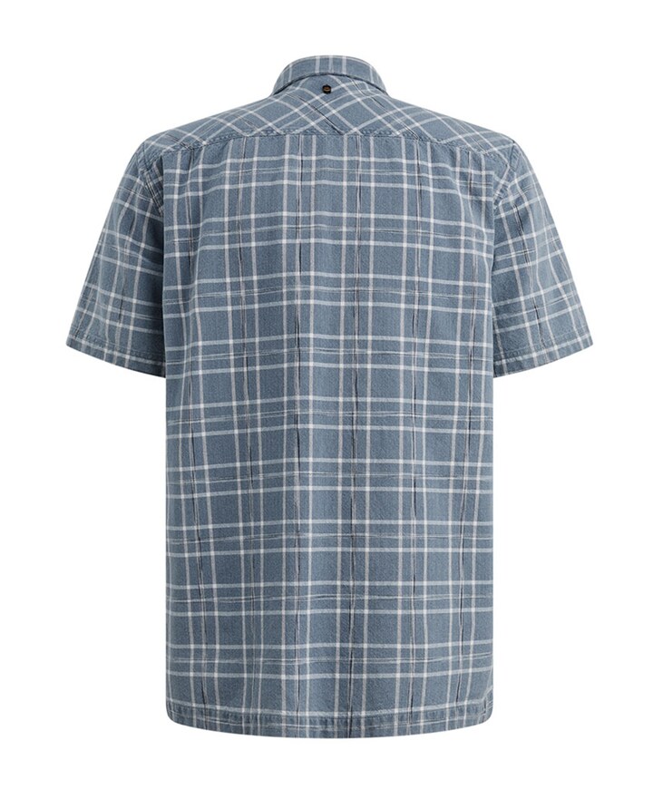 Heren overhemd korte mouw blauw