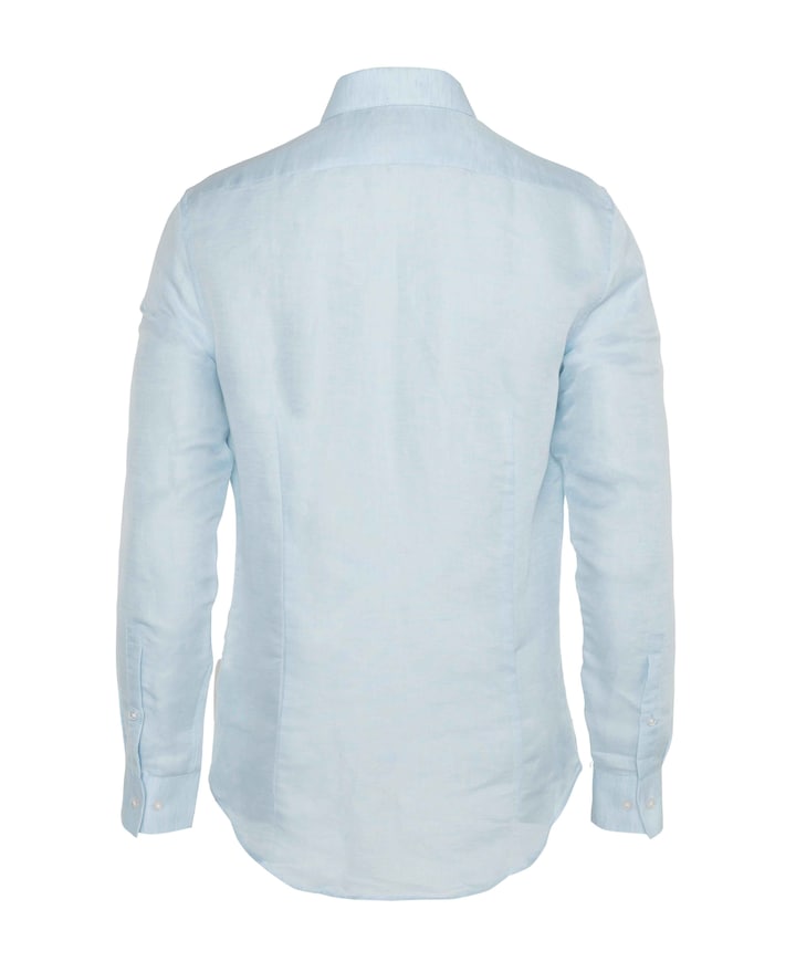 Heren overhemd lange mouw blauw