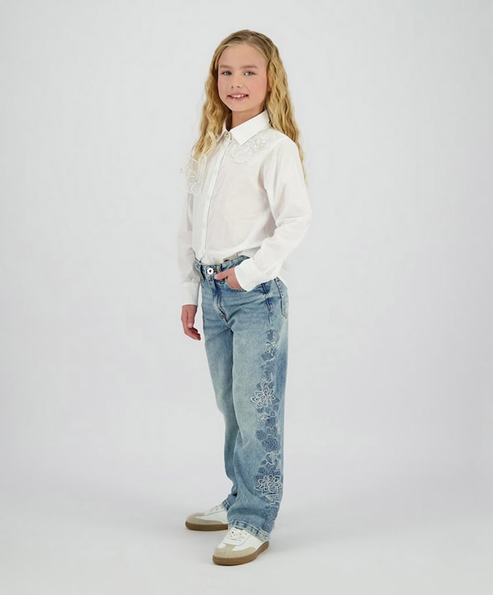 Meisjes blouse lange mouw wit