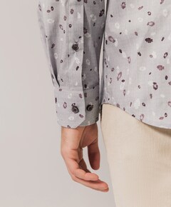 Heren overhemd lange mouw grijs