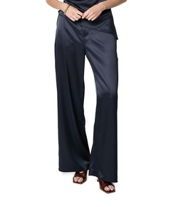 Mila satin dames broek blauw