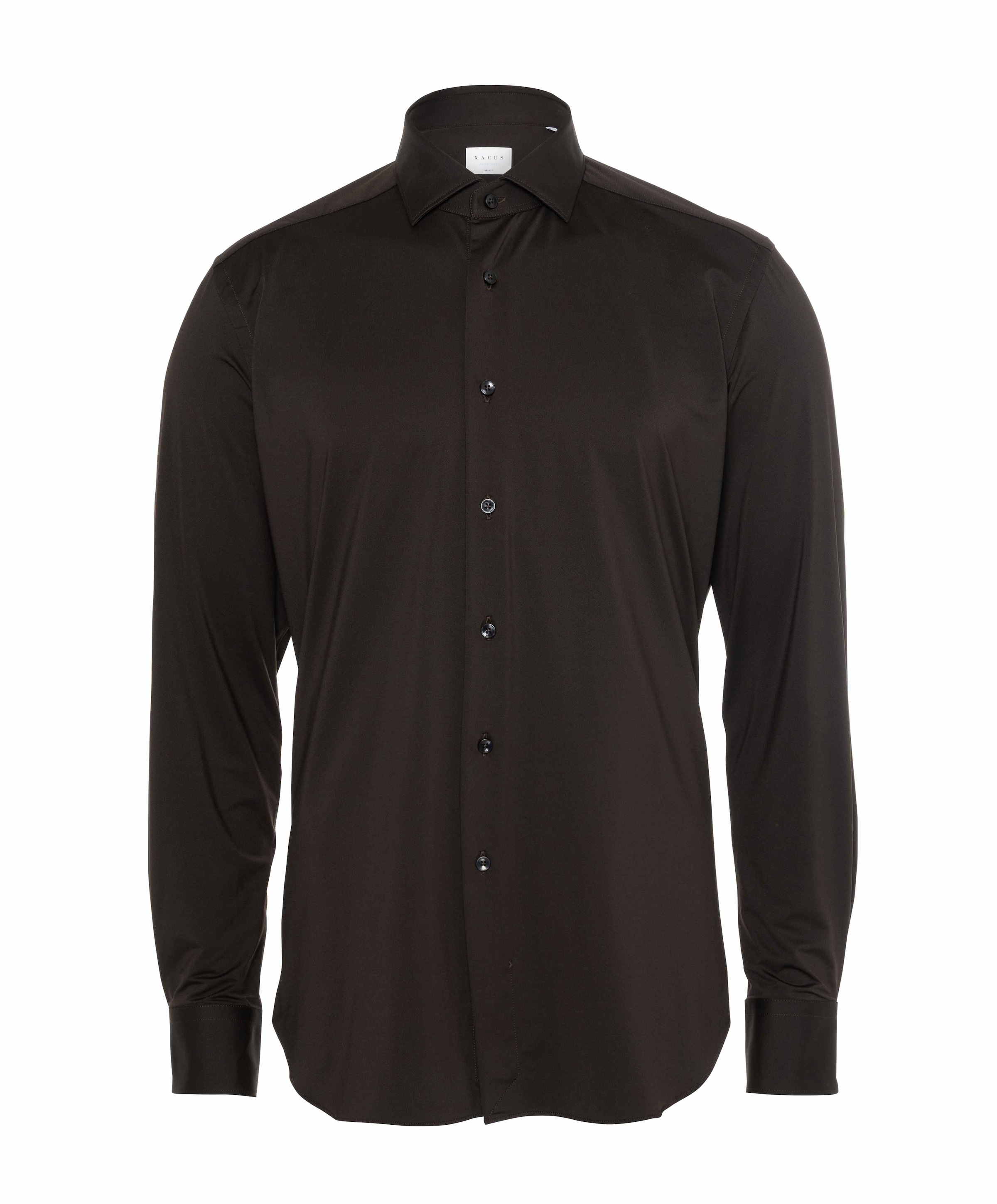 Heren overhemd lange mouw bruin