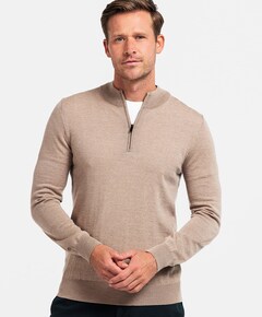 Heren trui met rits beige