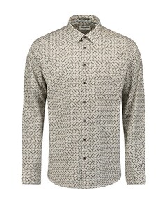 Heren overhemd lange mouw beige