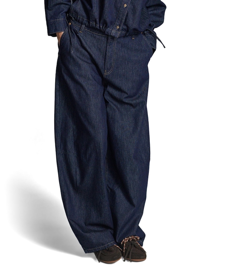 Balloon shape leg Light Cotton twill dames broek blauw