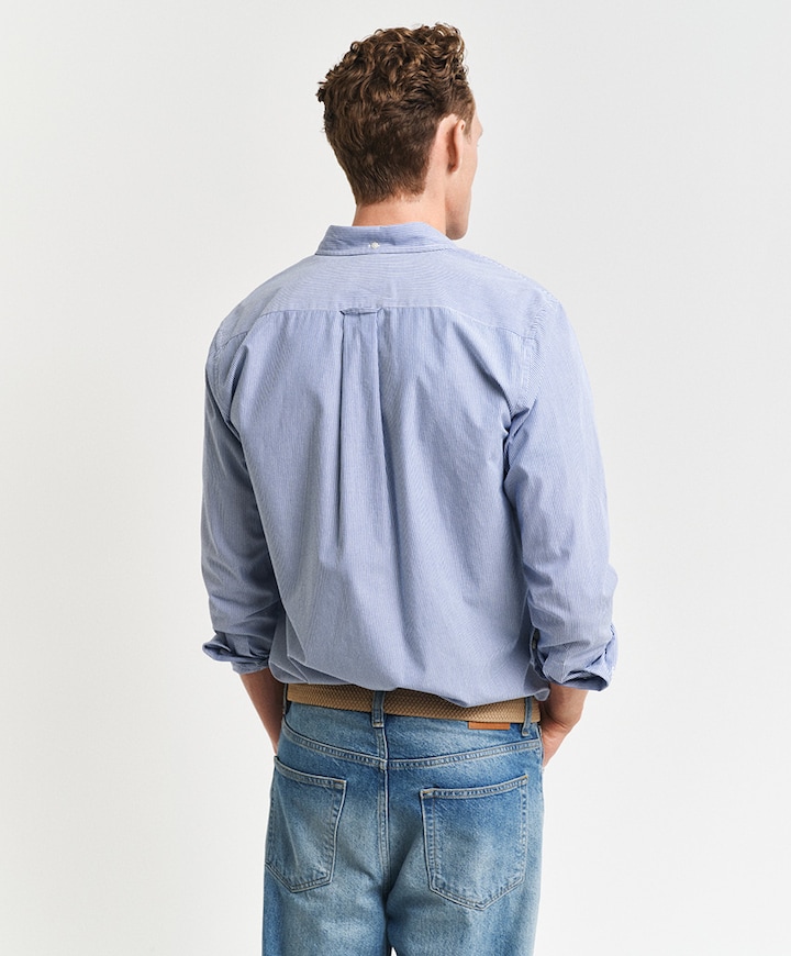 Heren overhemd lange mouw blauw