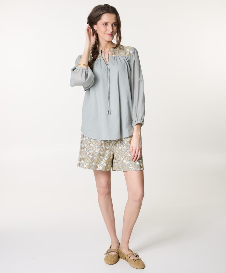 flakes pleates dames korte broek grijs