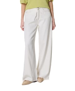 Jeans wide elastic waist co/li dames jeans ecru