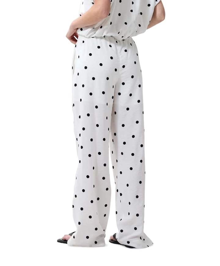 Dotted pull on dames broek ecru