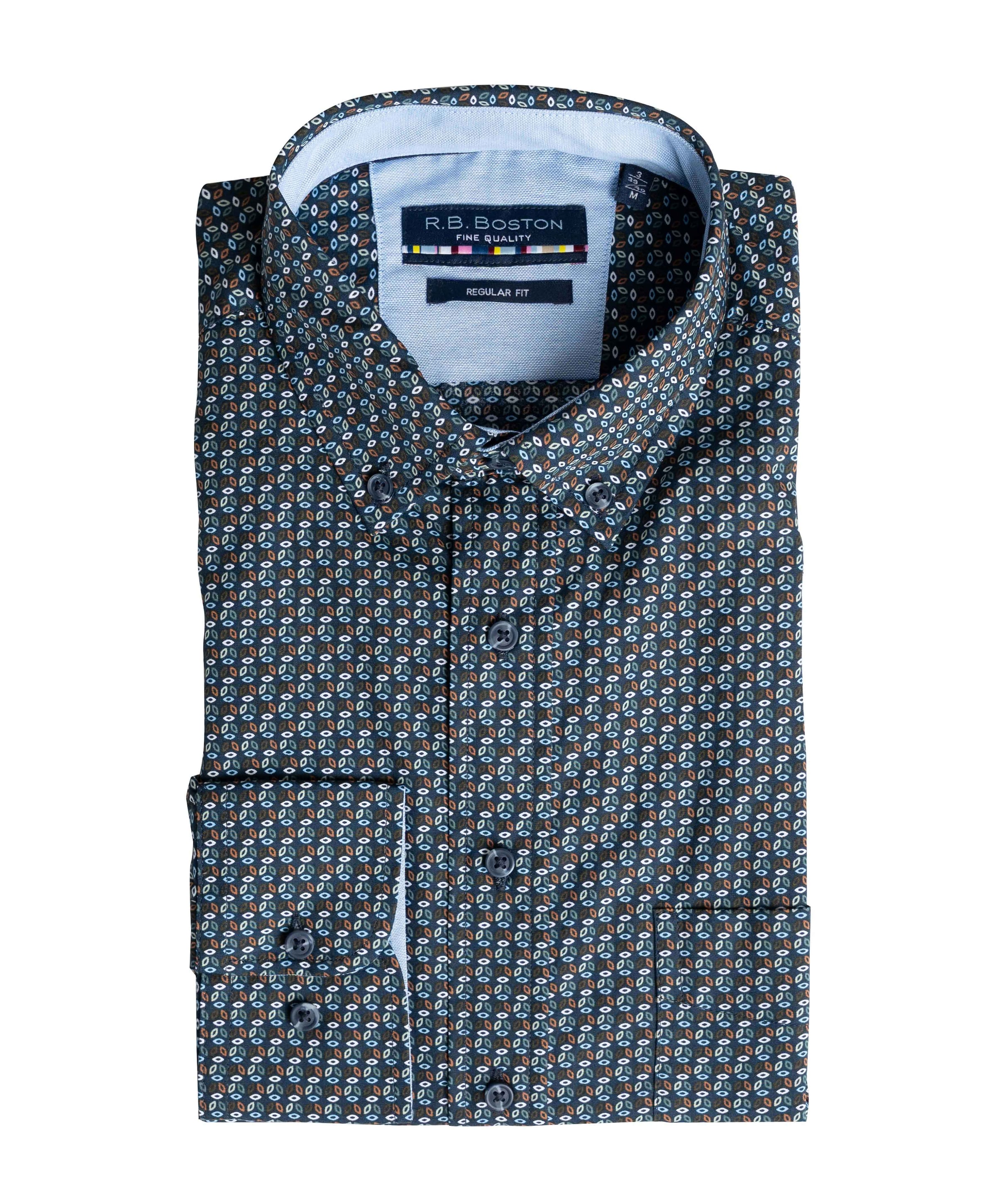 Heren overhemd lange mouw groen