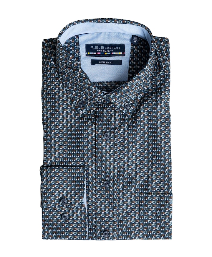 Heren overhemd lange mouw groen