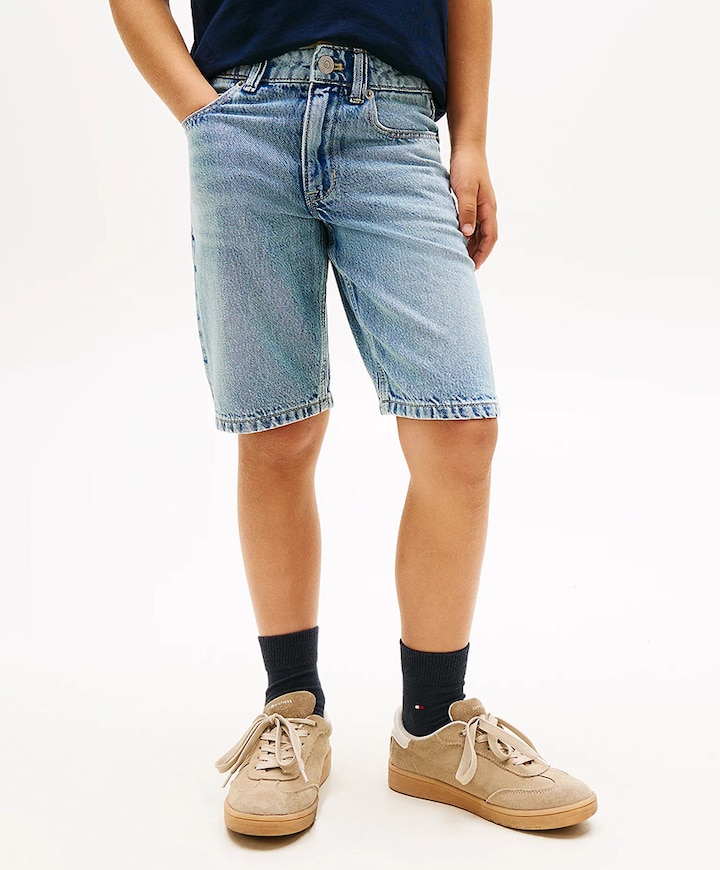 STRAIGHT MID BLUE DENIM jongens korte broek blauw