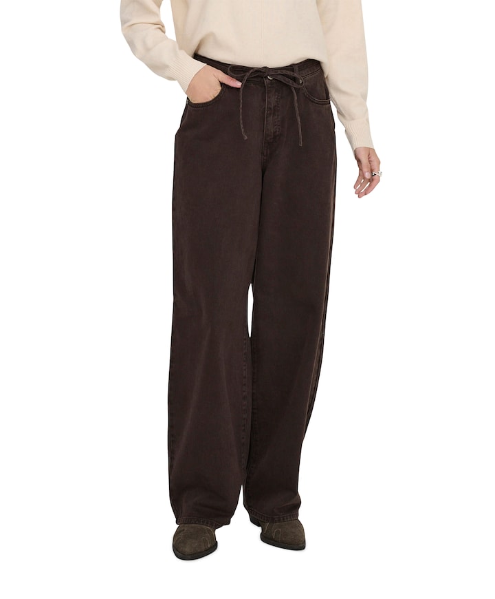 ONLGIANNA MW STRAIGHT BROWN jeans bruin