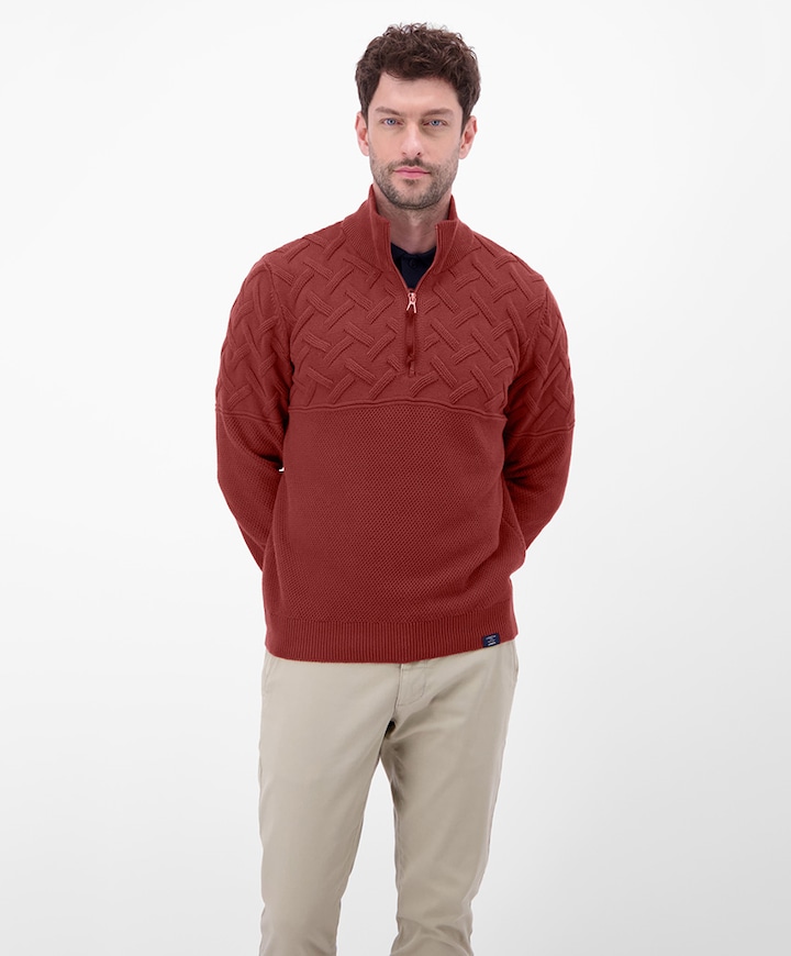 Heren trui met rits bordeaux