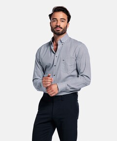 Heren overhemd lange mouw blauw