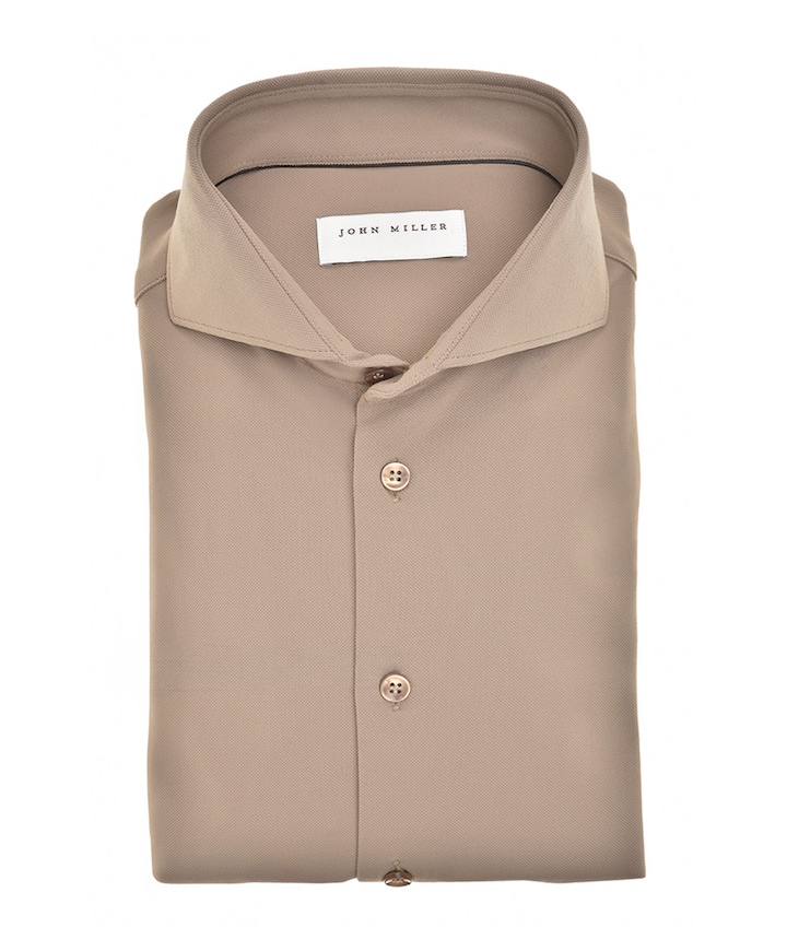 Heren overhemd extra lange mouw bruin