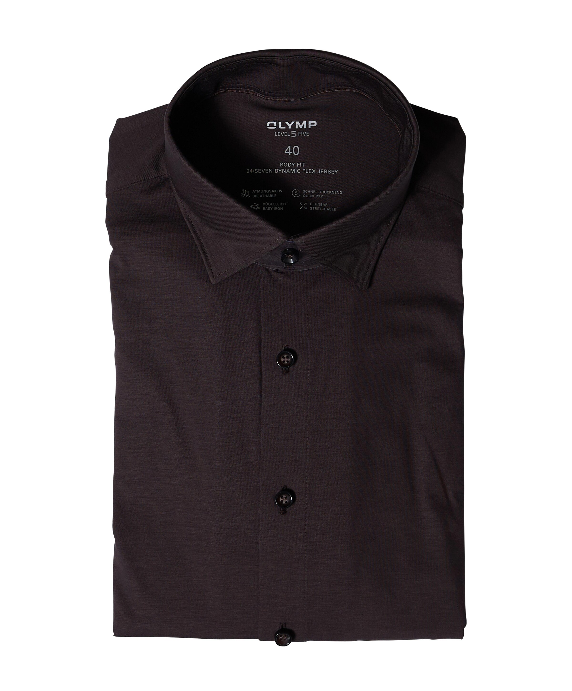 Heren overhemd lange mouw bruin