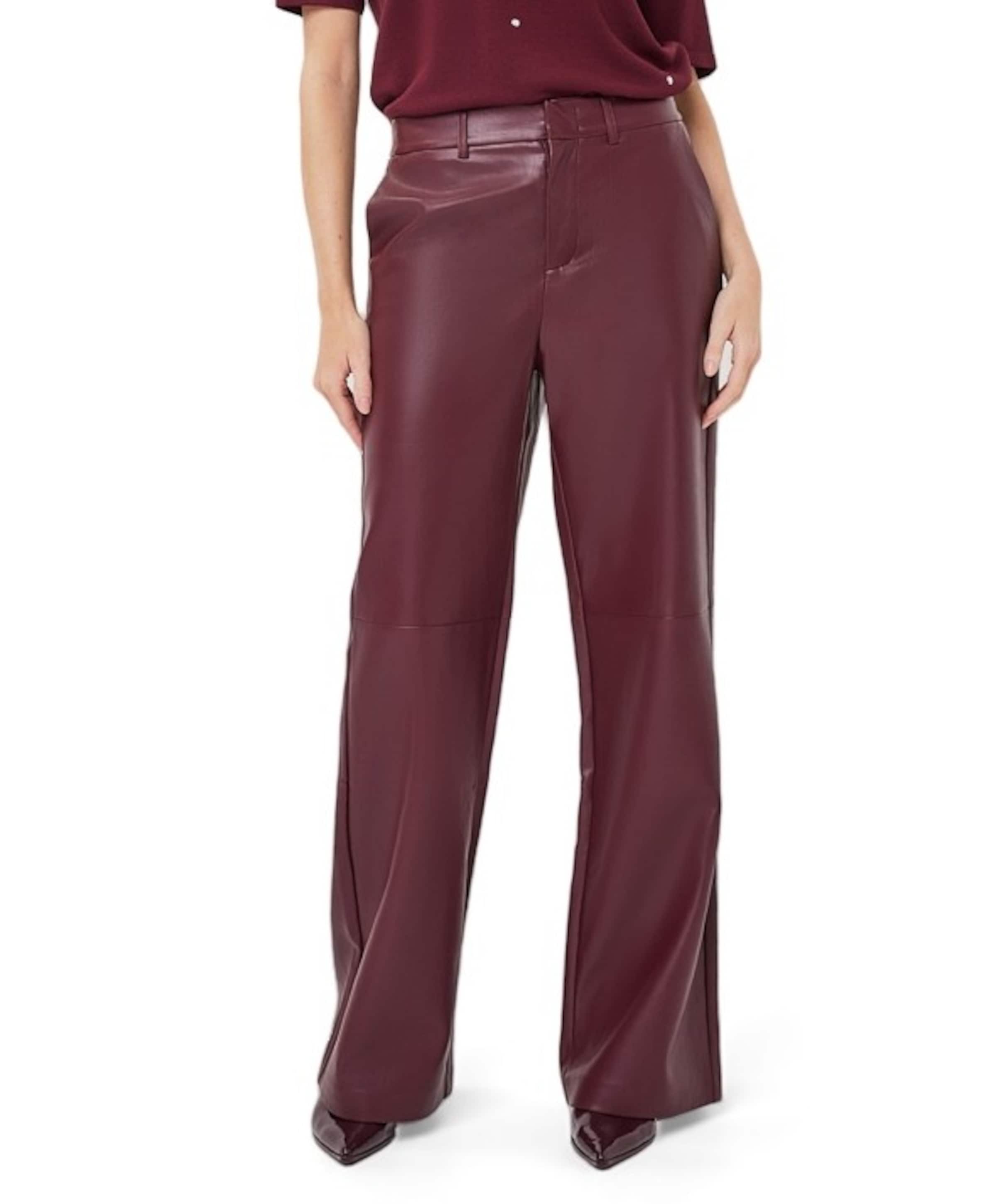 Wide PU dames broek bordeaux