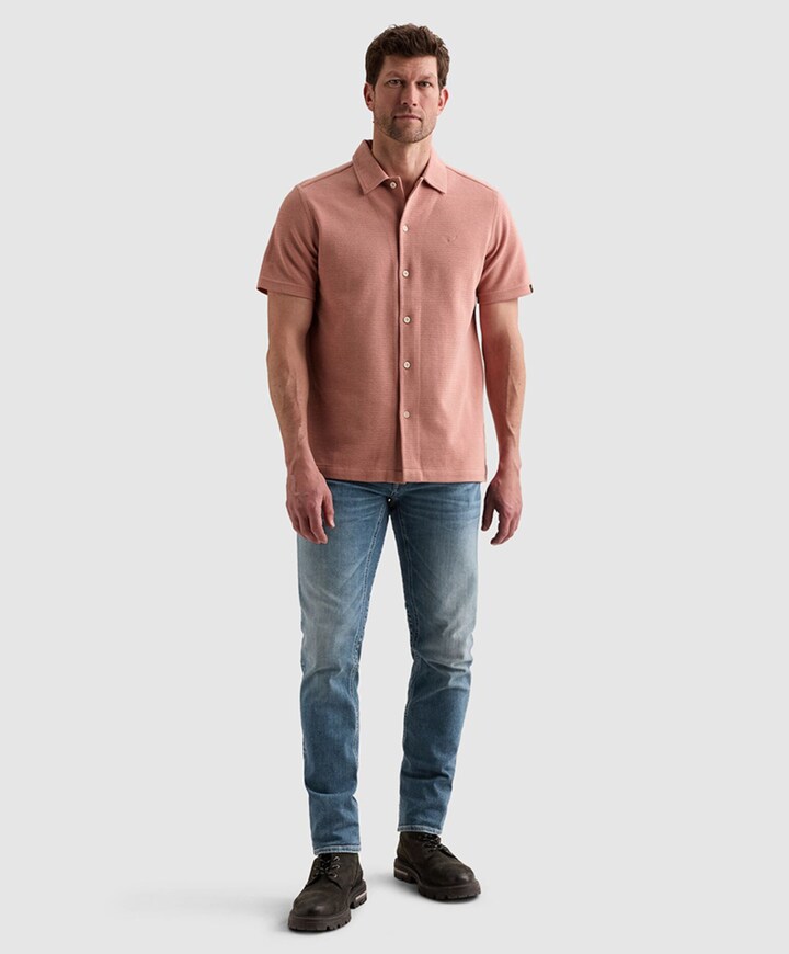 Heren overhemd korte mouw roze