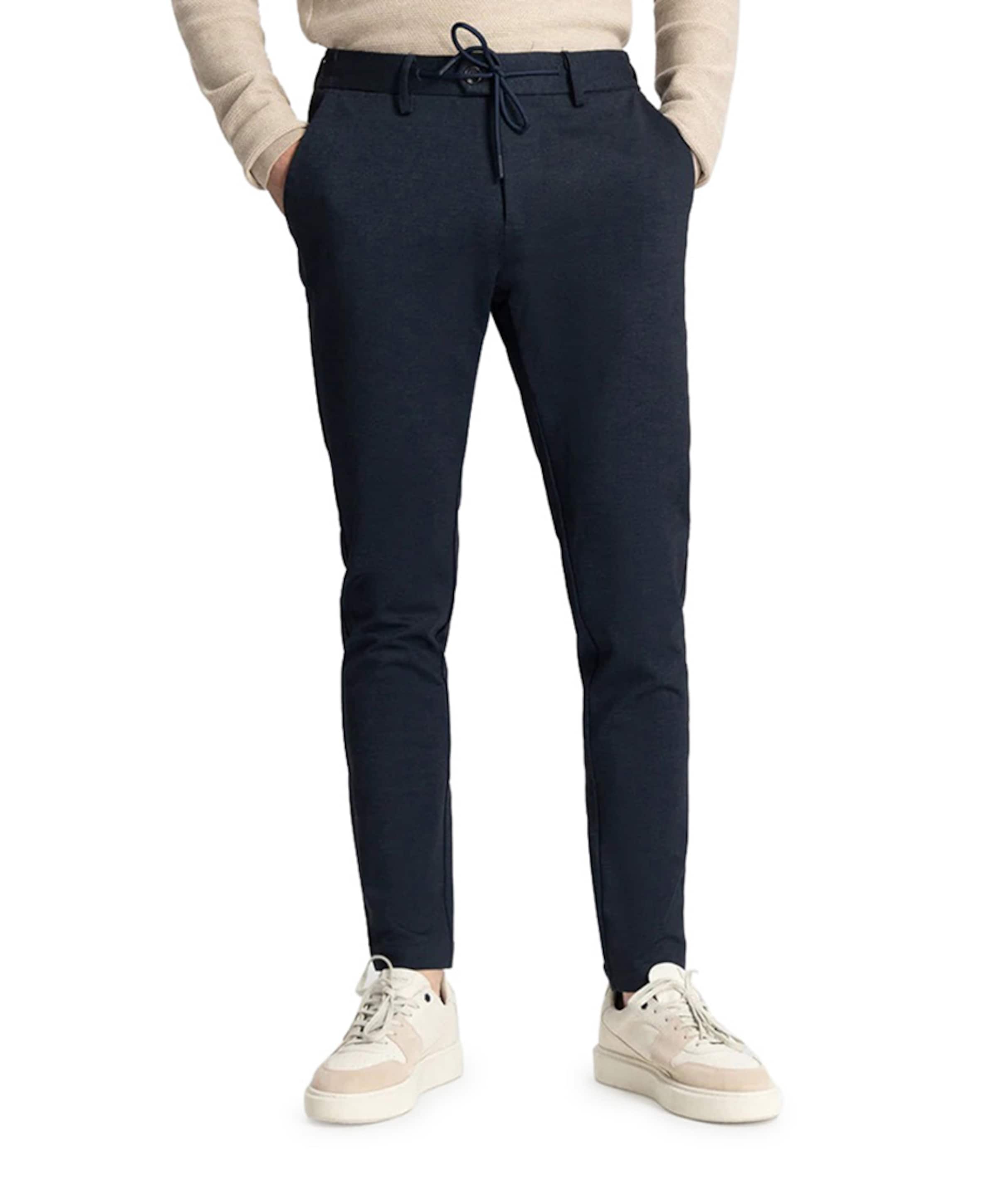 Lancaster Tapered Jogger Pattern sw heren broek blauw