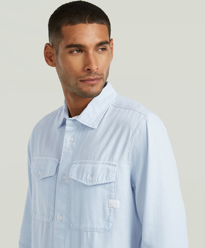 Heren overhemd lange mouw blauw