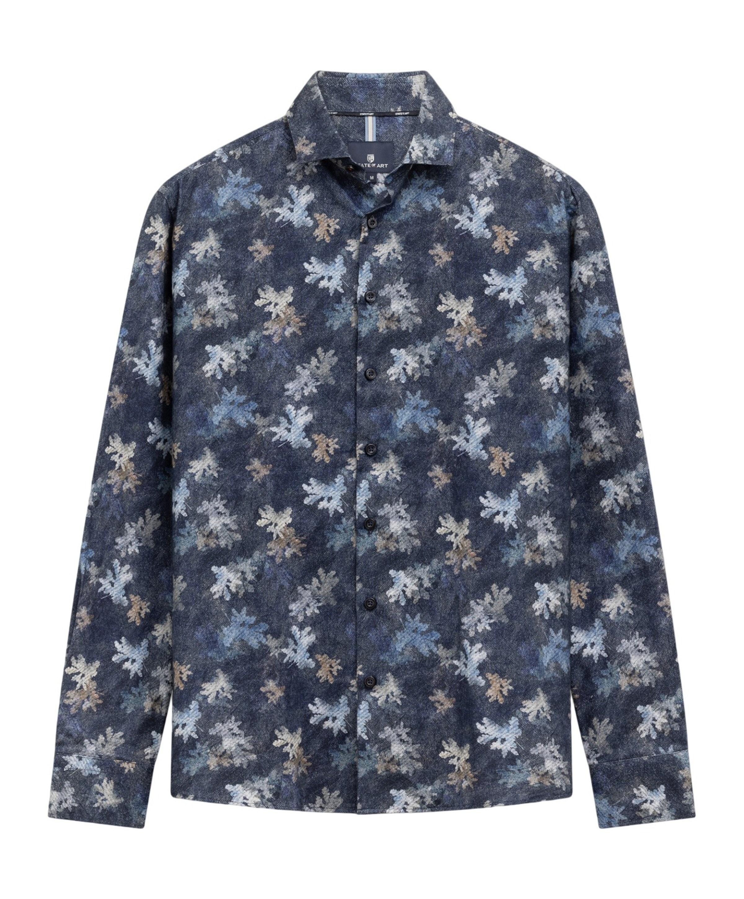 Heren overhemd lange mouw blauw