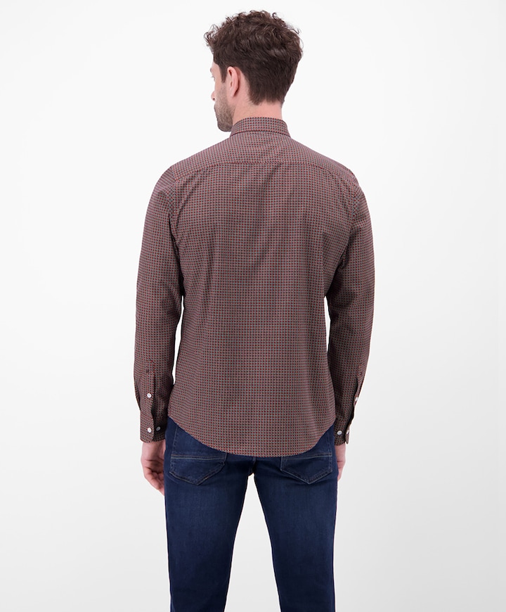 Heren overhemd lange mouw rood