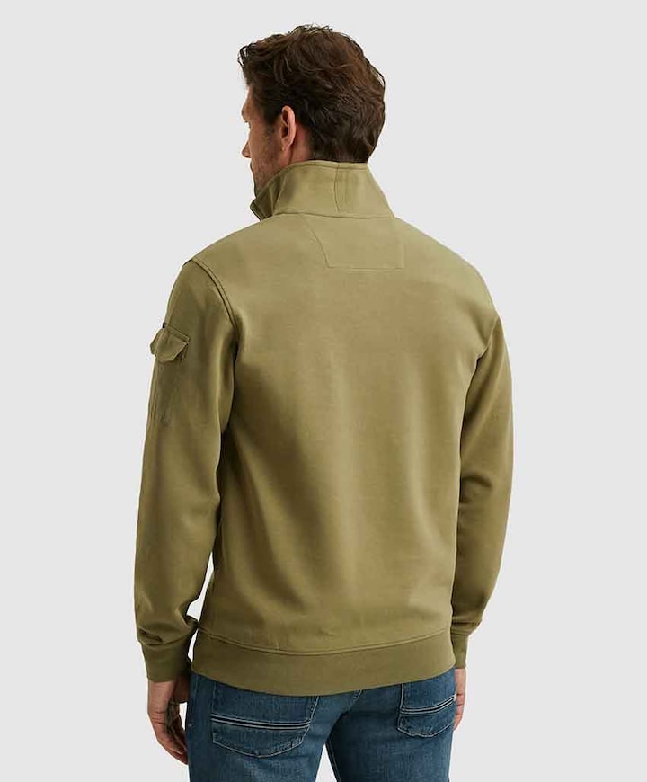 Heren trui met rits groen