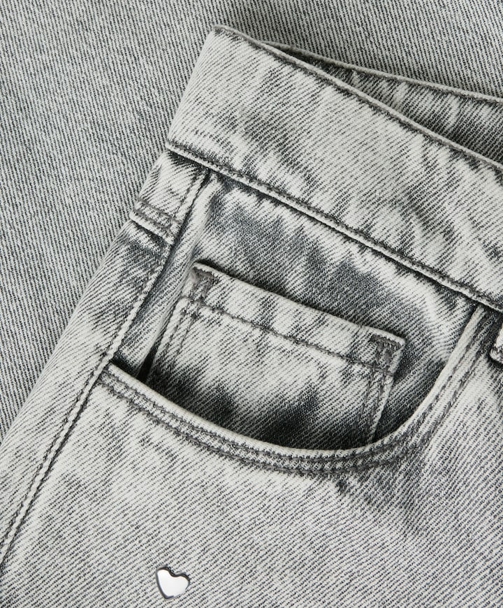 NKFROSE WIDE HEART STUDS JEANS 2021 meisjes jeans grijs