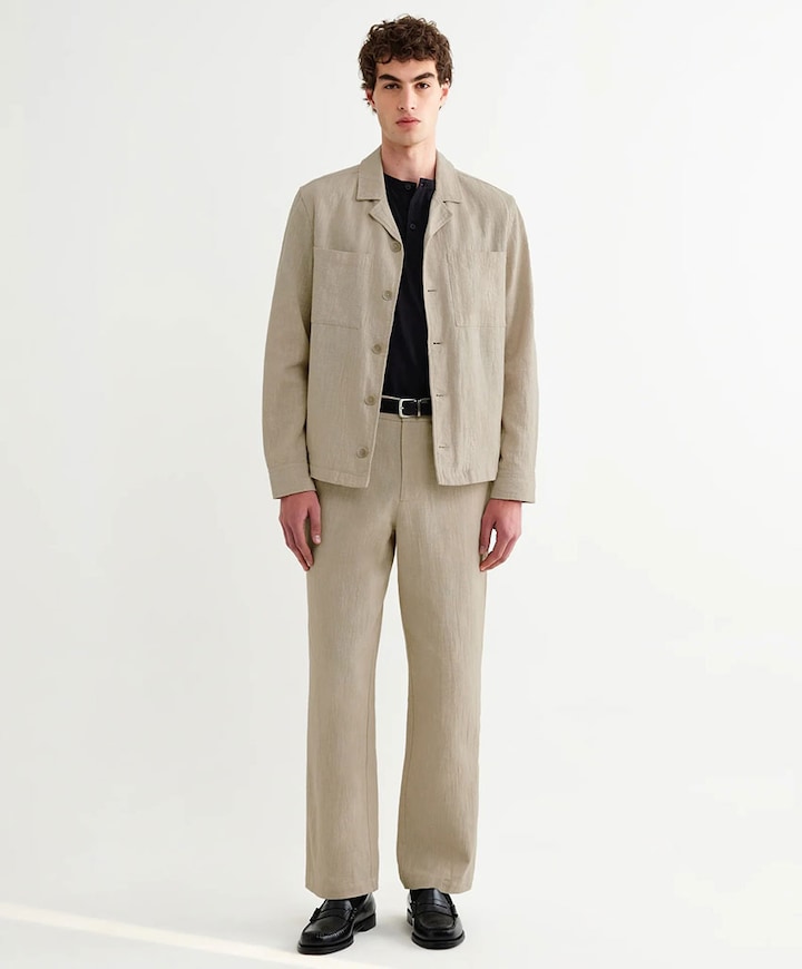 Cotton linen heren broek beige