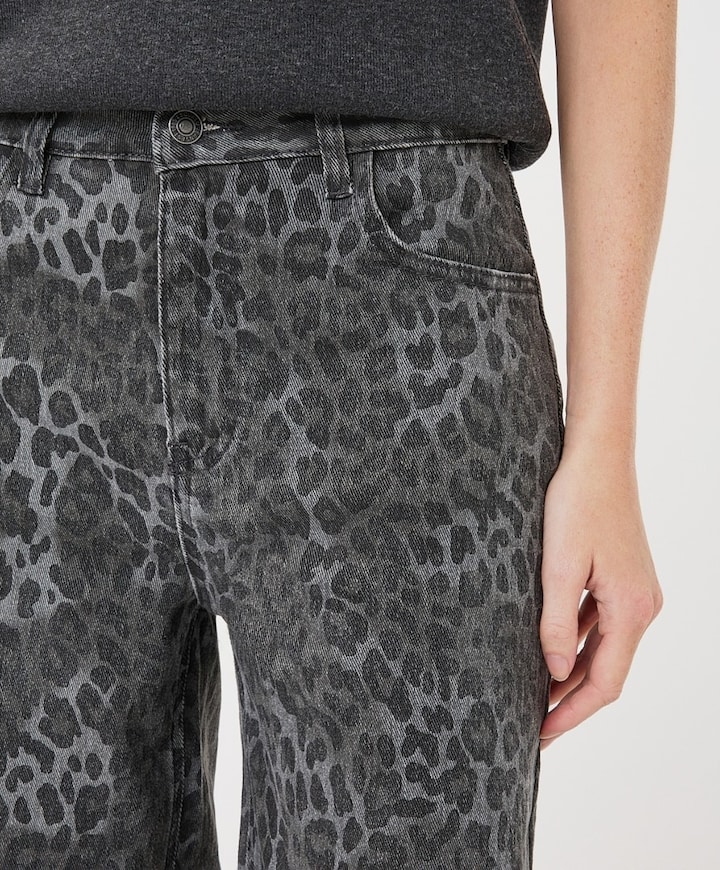Leopard dames jeans grijs