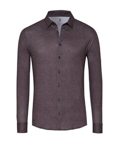Heren overhemd lange mouw bruin