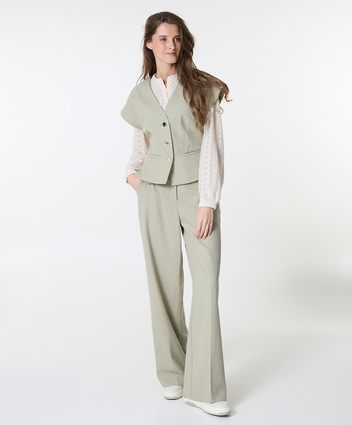 VIKEEP HW WIDE TAILORED pantalon groen