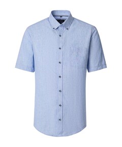 Heren overhemd korte mouw blauw
