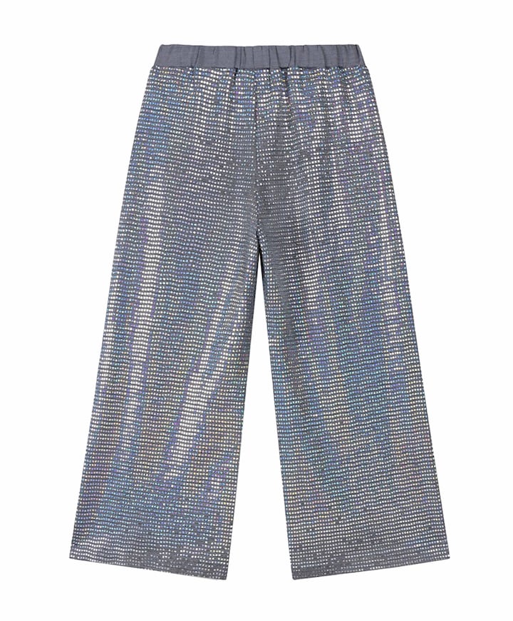 wide leg sparkle broek zilver