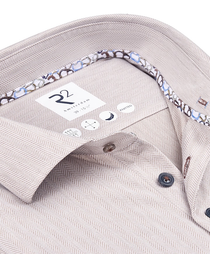 Overhemd extra lange mouw beige