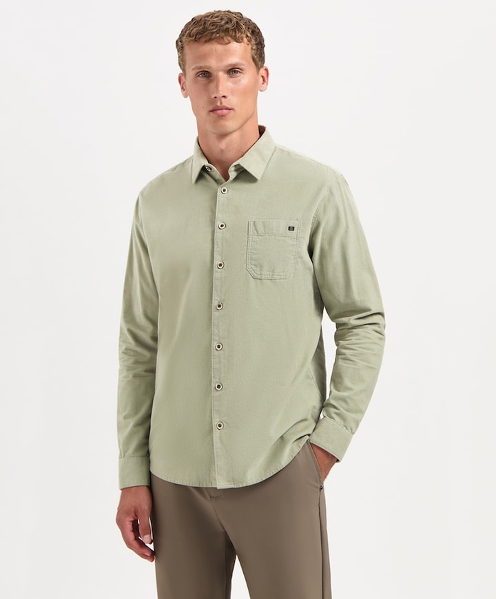 Heren overhemd lange mouw groen