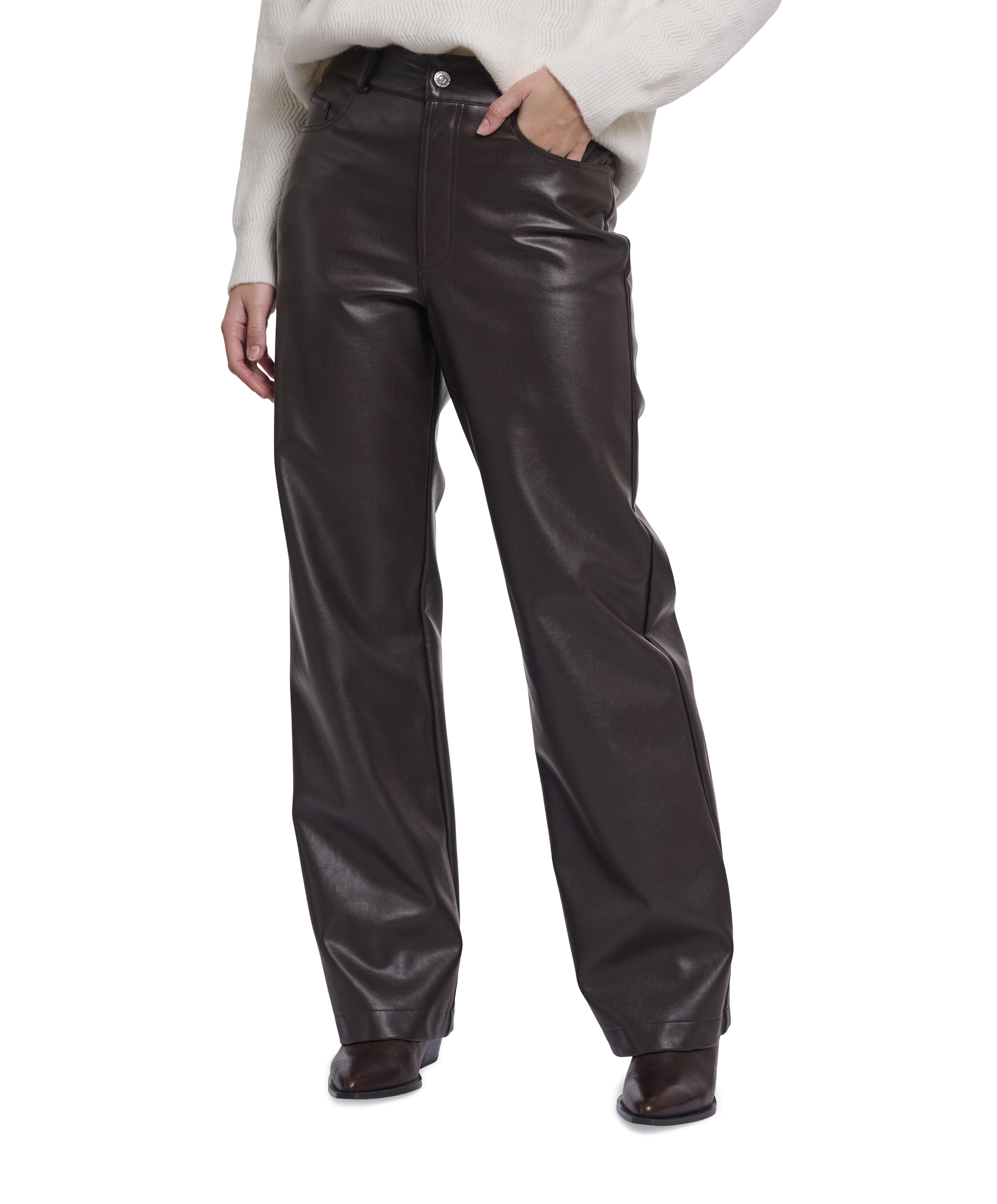 Regular length straight leg dames broek bruin