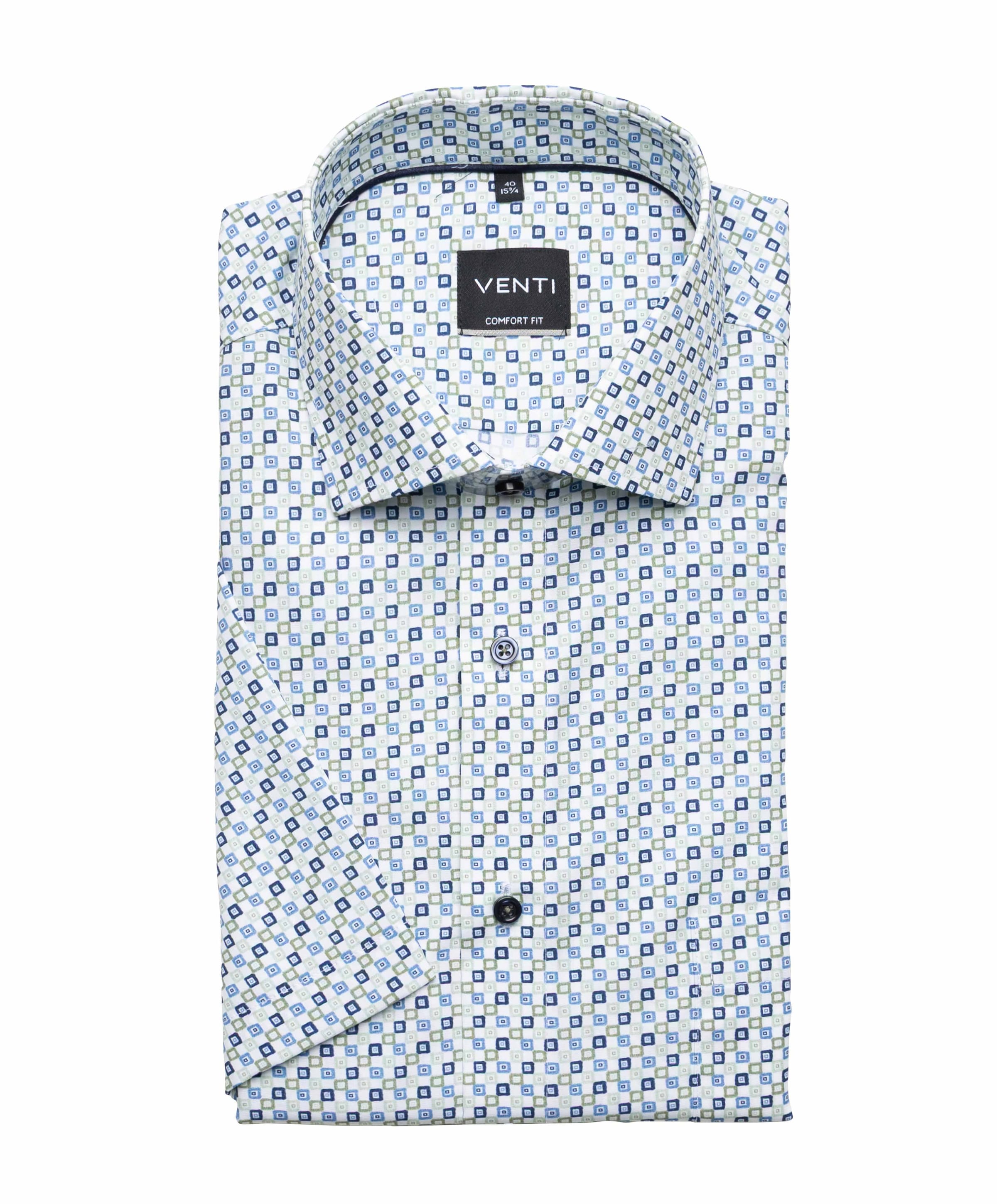 Heren overhemd korte mouw blauw