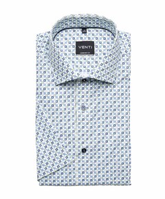 Heren overhemd korte mouw blauw