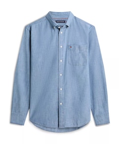 Heren overhemd lange mouw blauw