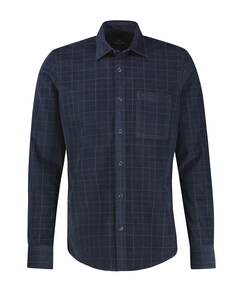 Heren overhemd lange mouw blauw