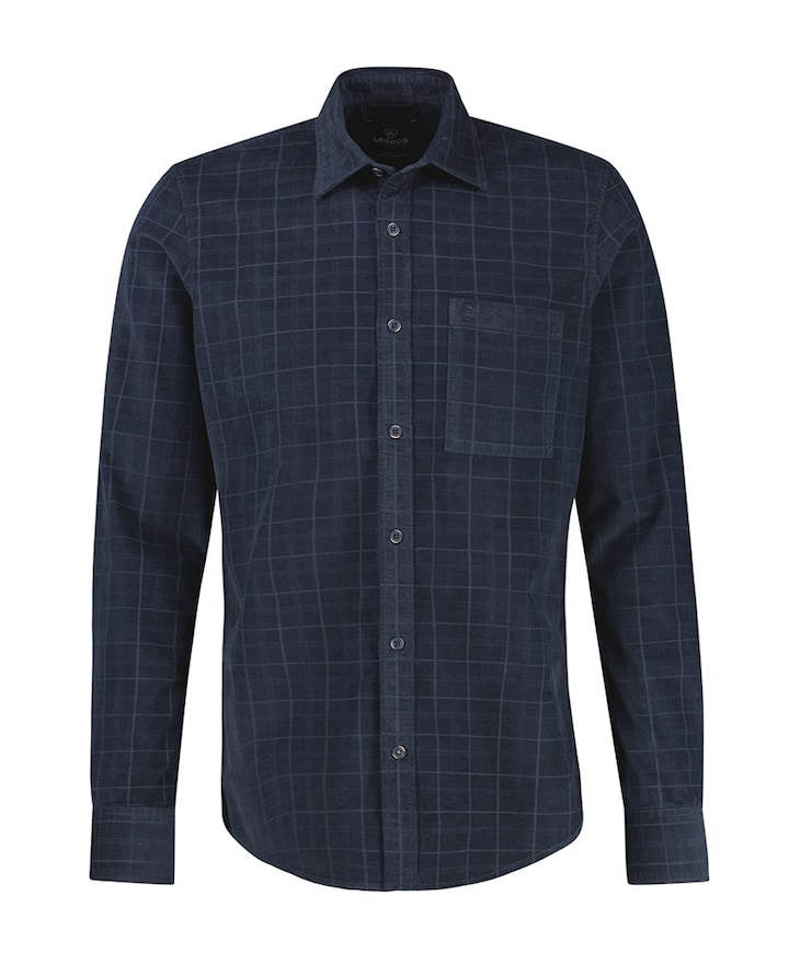 Heren overhemd lange mouw blauw