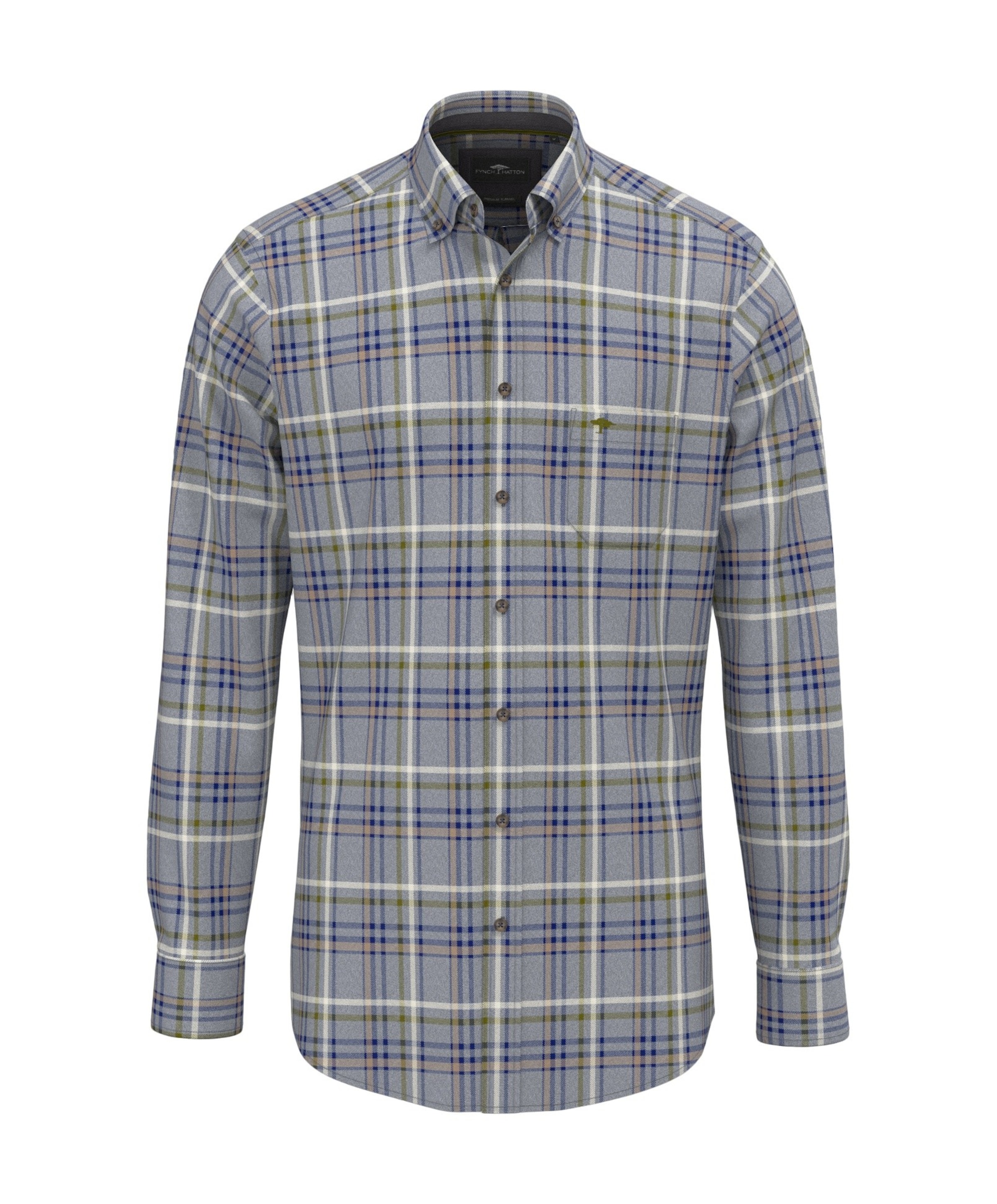 Heren overhemd lange mouw blauw