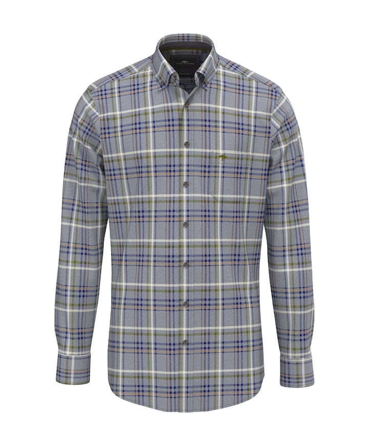 Heren overhemd lange mouw blauw