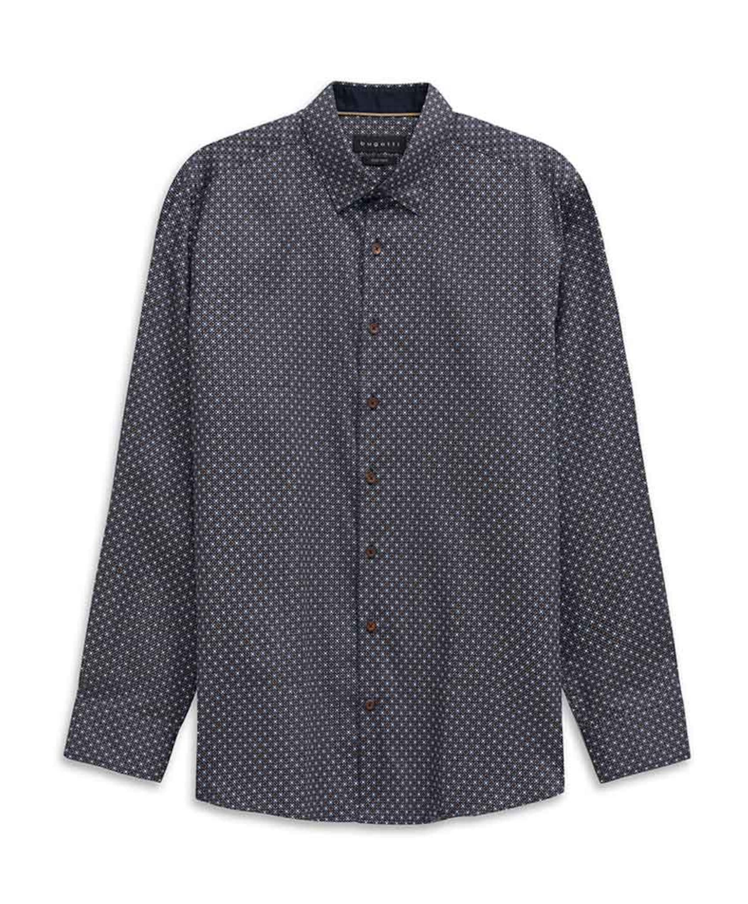 Heren overhemd lange mouw blauw