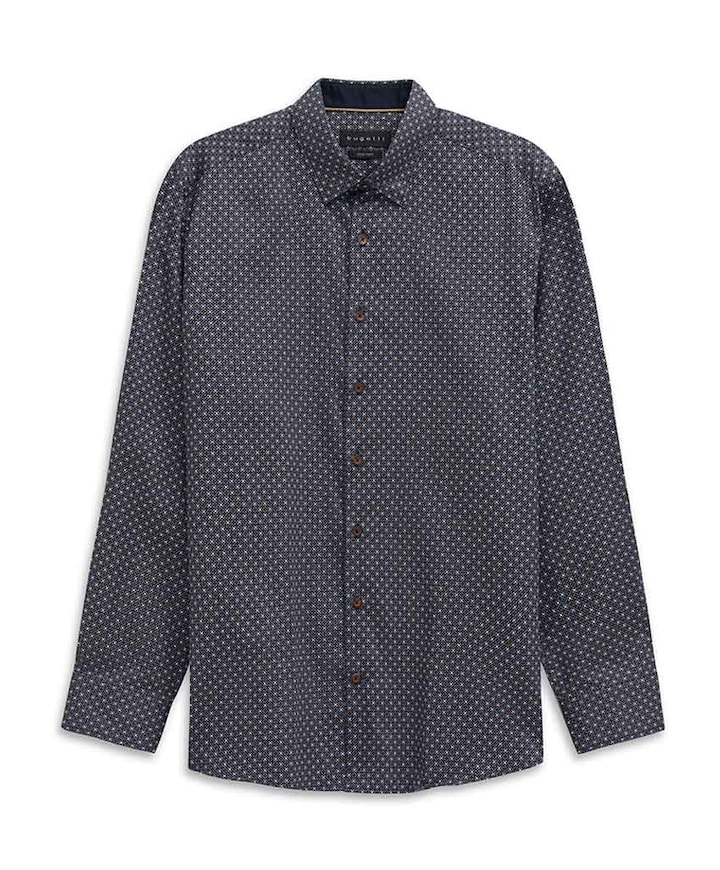 Heren overhemd lange mouw blauw