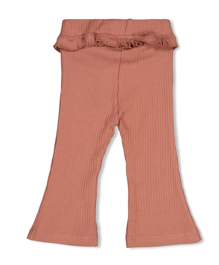 Flare broek rib meisjes broek oranje