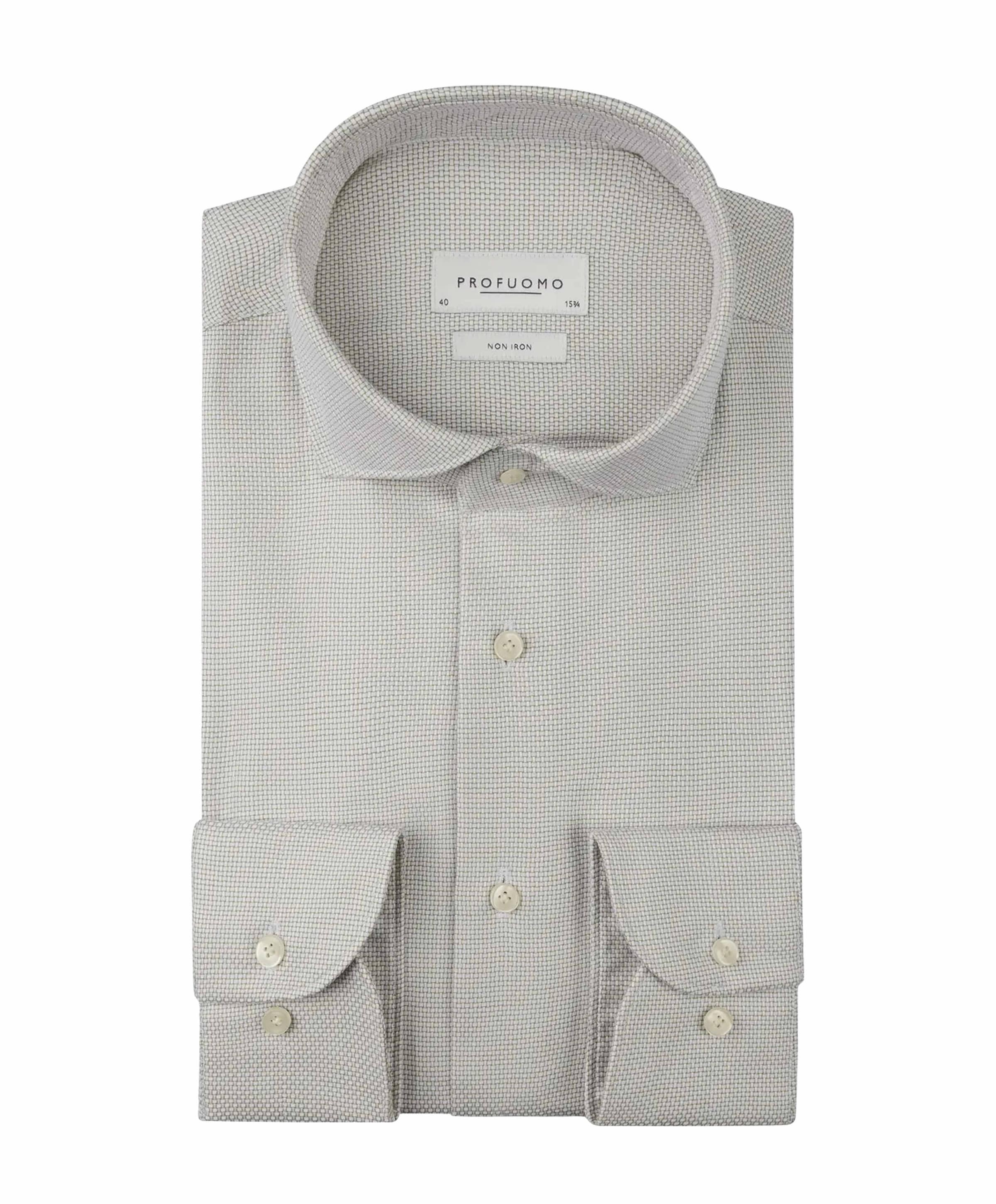 Heren overhemd lange mouw beige