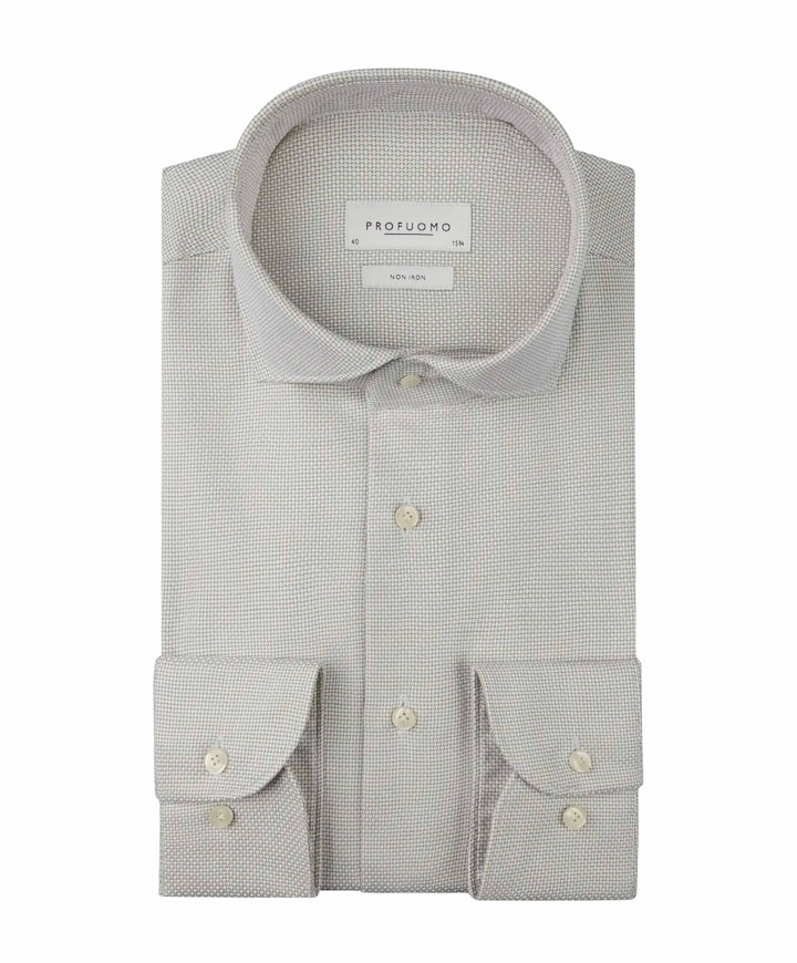 Heren overhemd lange mouw beige